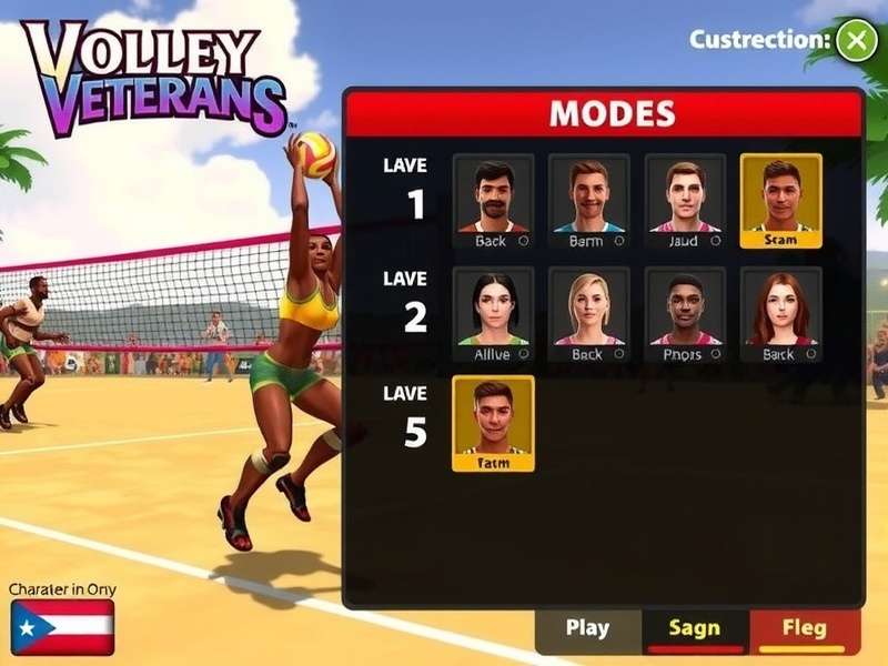 Volley Veterans gameplay screenshot showing intense volleyball action